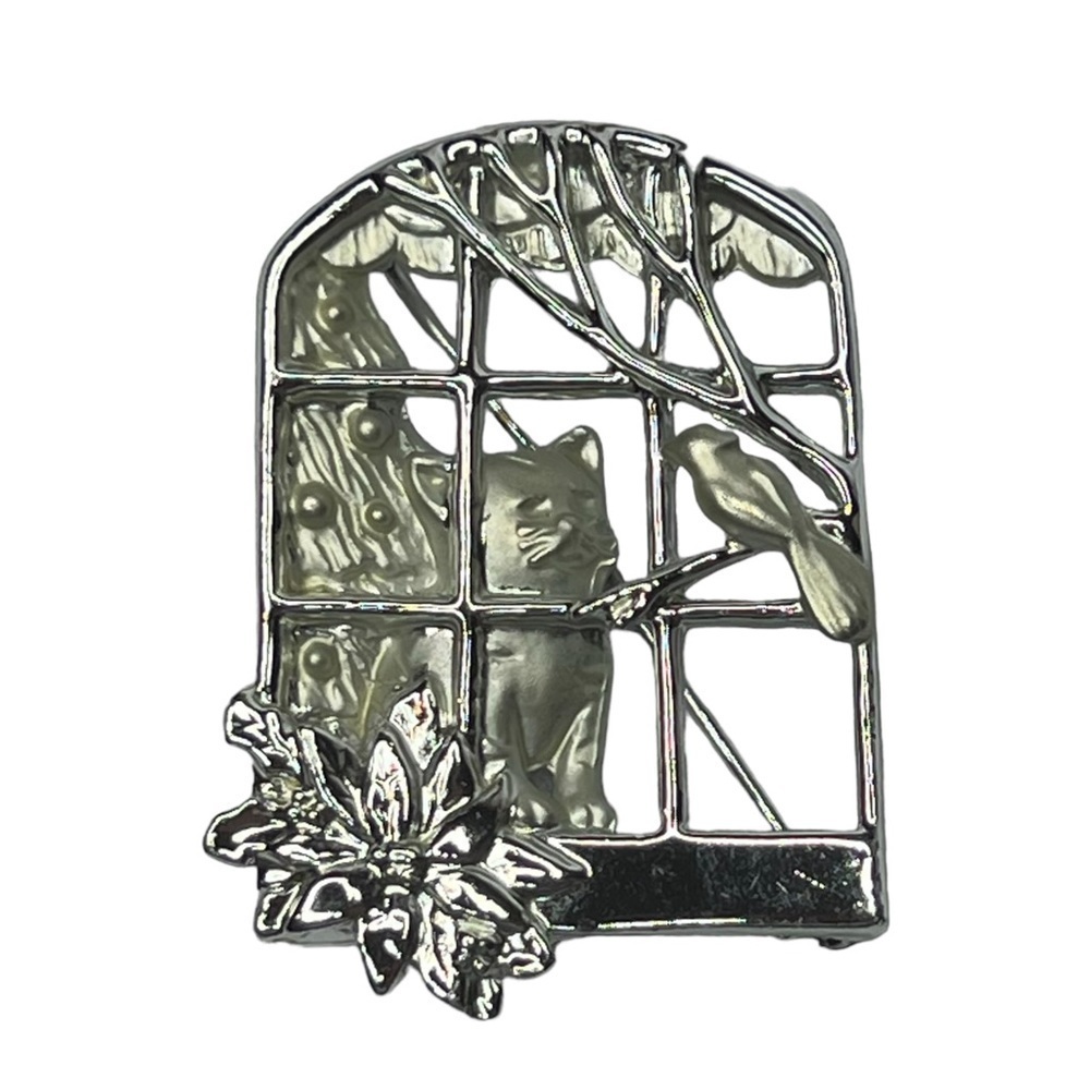 Vintage Danecraft Cat Window Christmas Tree Pin